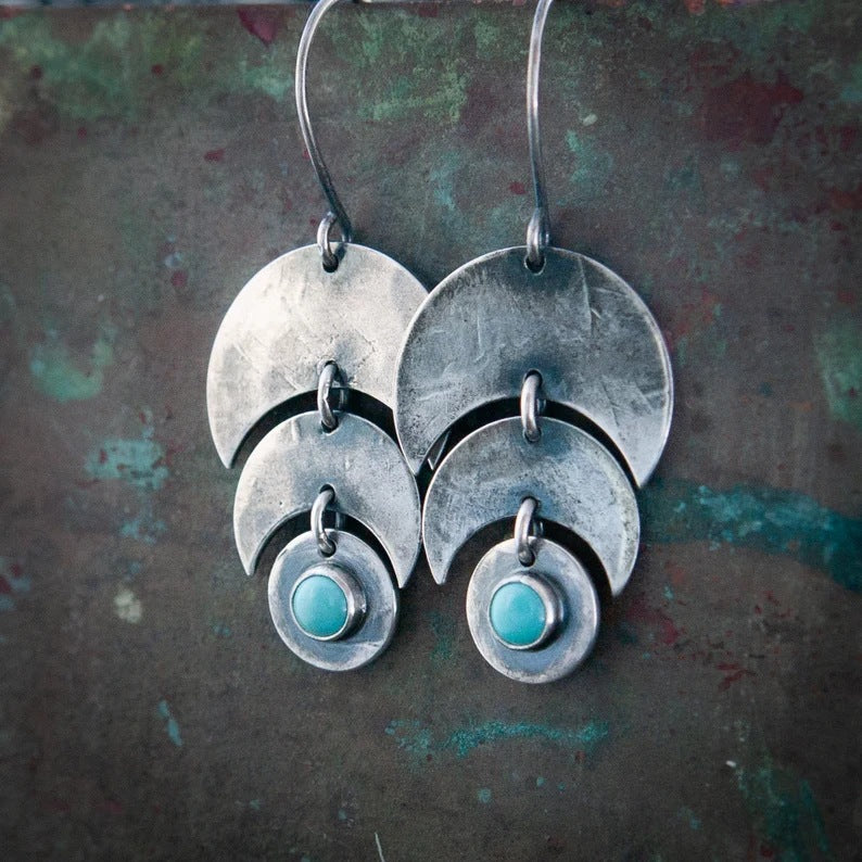 Women's Retro Embedded Turquoise Earrings