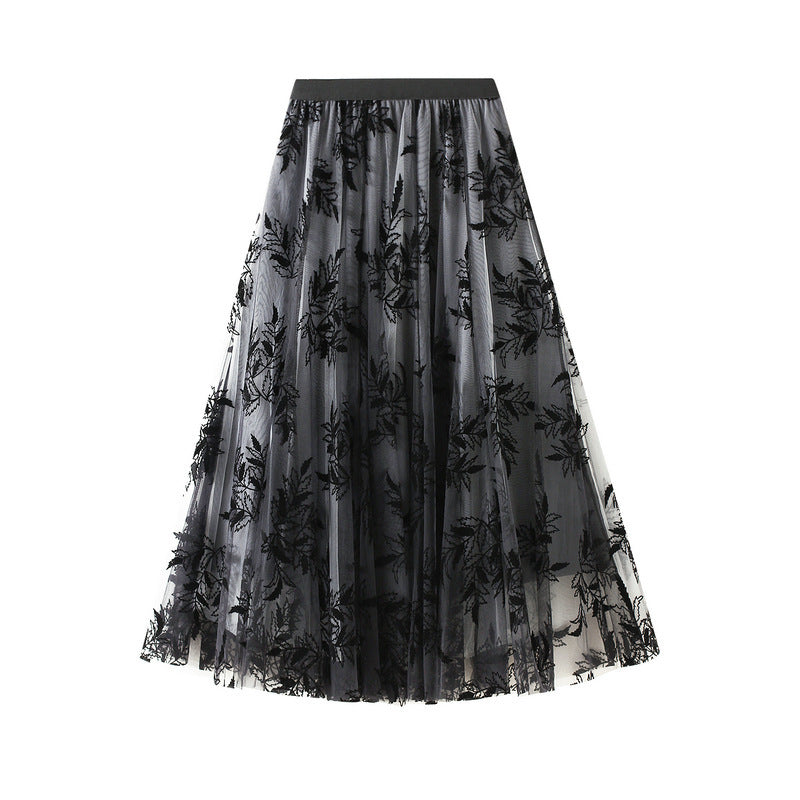 Fashion Personality Flocked Printed Women's Skirt