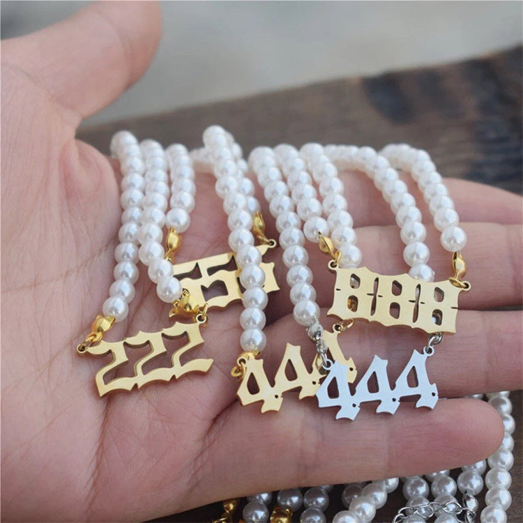 Affordable Luxury Stainless Steel Digital Pendant Necklace Simple