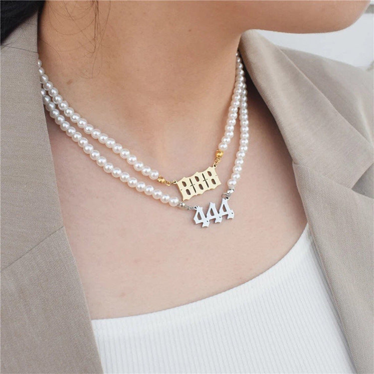 Affordable Luxury Stainless Steel Digital Pendant Necklace Simple