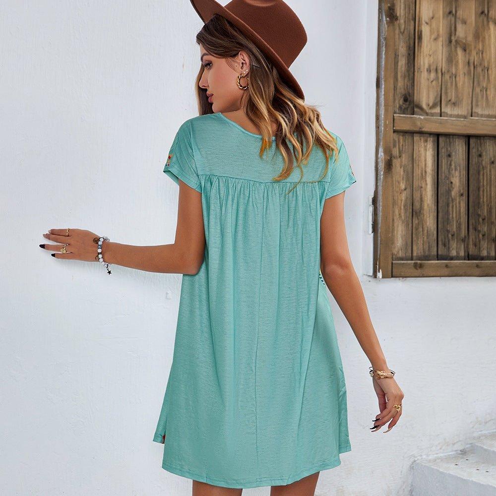Casual Holiday Dress Loose Short Female Lady