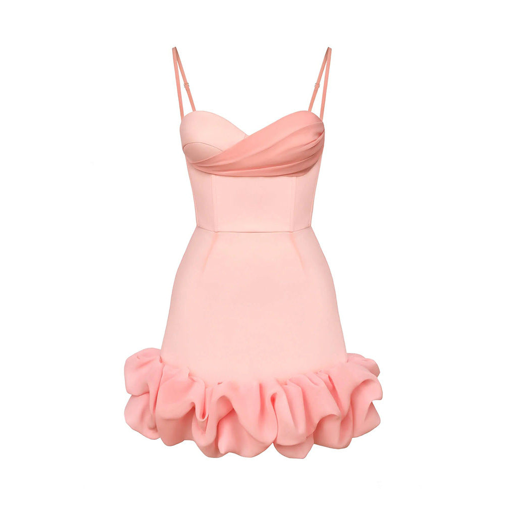 Women's Pleated Skirt Slim Strap Dress
