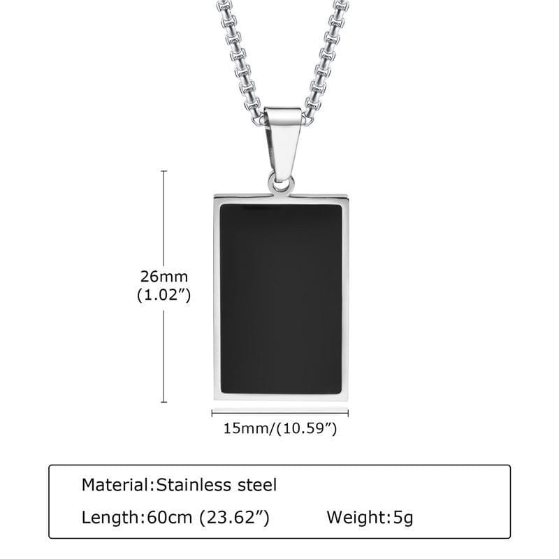 Stainless Steel Black Square Pendant Necklace