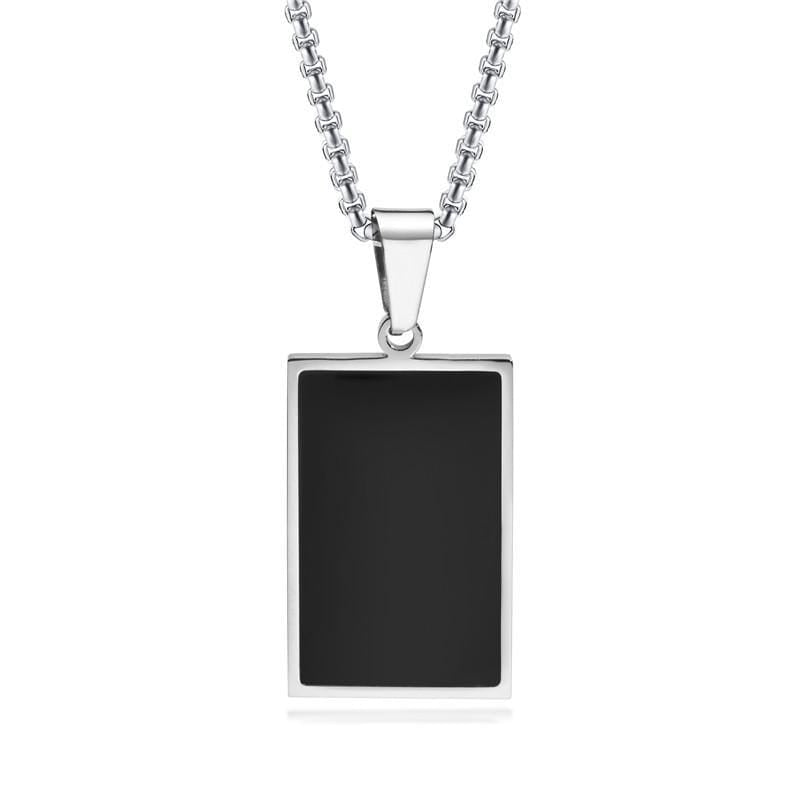 Stainless Steel Black Square Pendant Necklace
