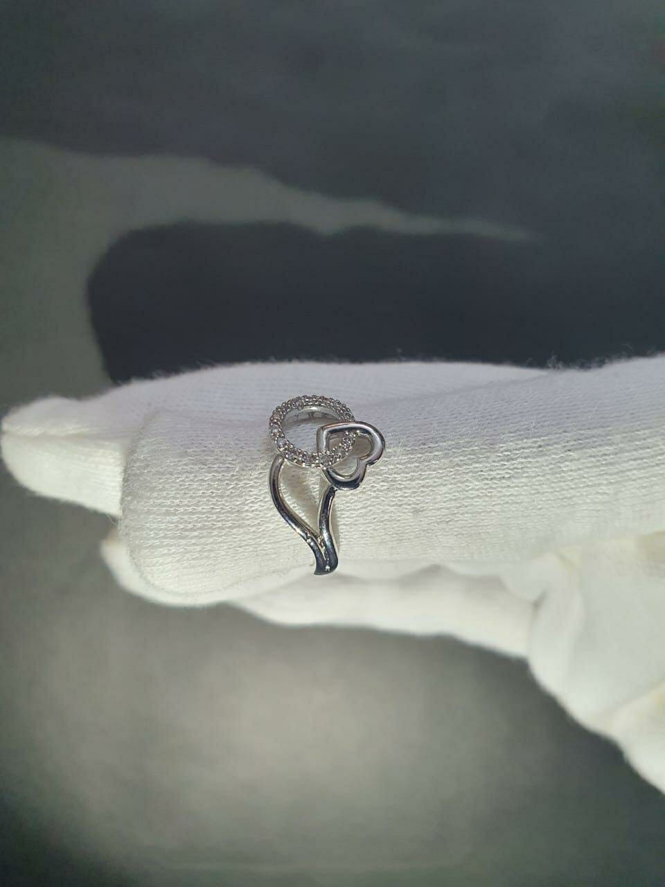 Heart Design Silver Plated Zircon Anniversary Ring