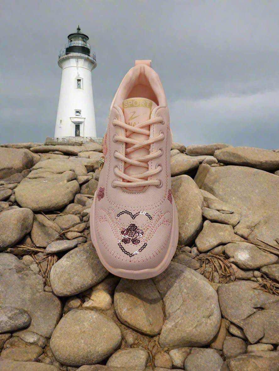 Women's Leather Casual Sneakers (Light Pink)