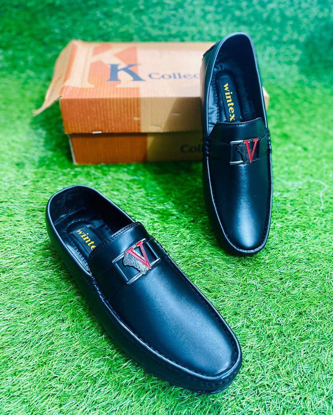 Men's Synthetic Leather Casual Loafers (Red Logo)