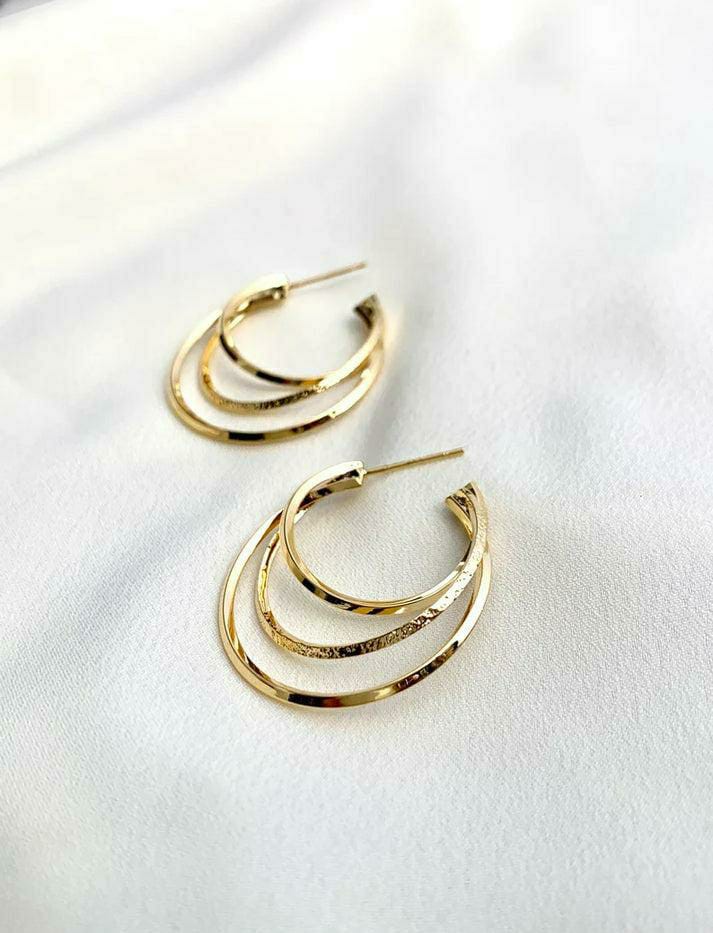 Three Layer Plain Hoop Earrings