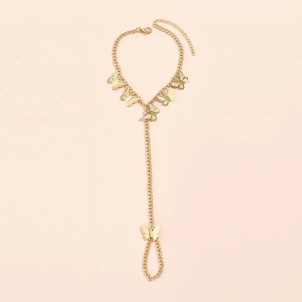 1 Pc Alloy Gold Plated Modern Butterfly Charm Bracelet