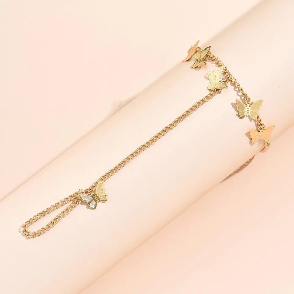 1 Pc Alloy Gold Plated Modern Butterfly Charm Bracelet