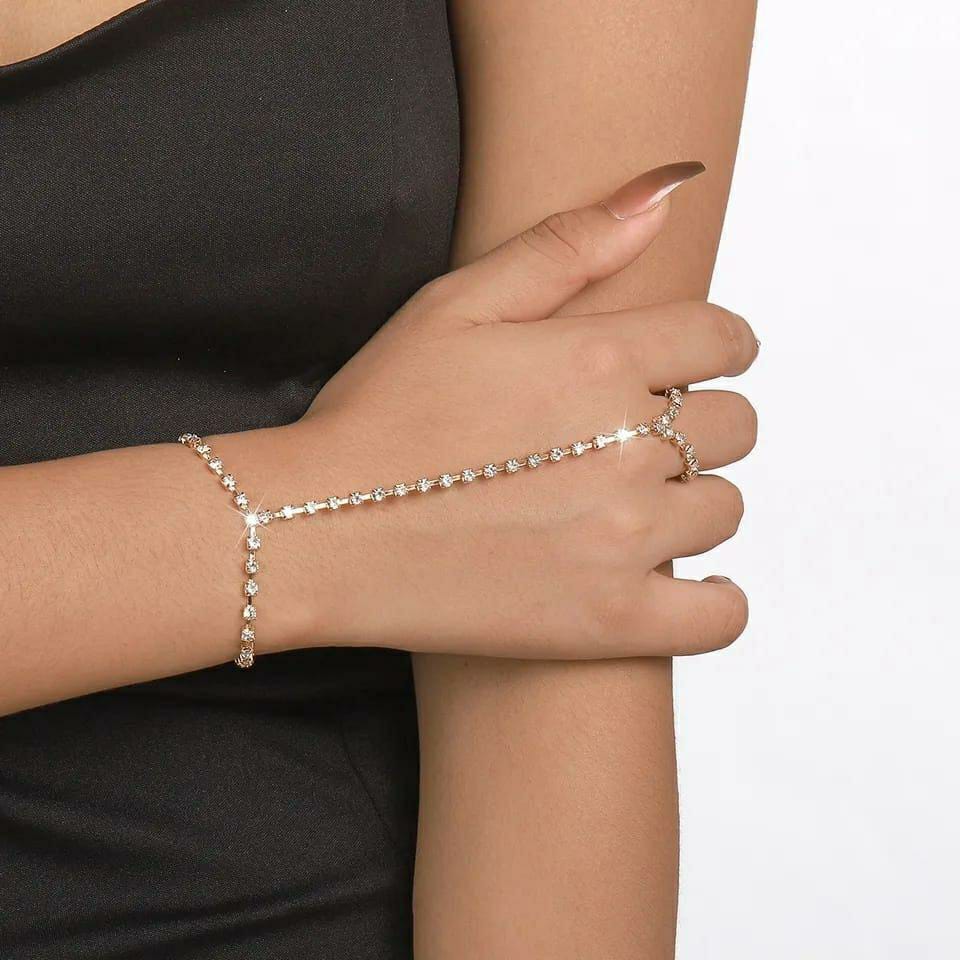 1 Pc Modern Design Gold Plated Crystal Chain Bracelet