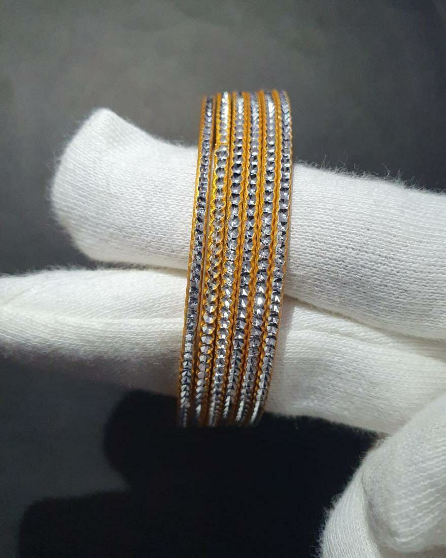 Elegant Gold Plated Crystal Bangles Set - 6 Pcs Modern Design for Women