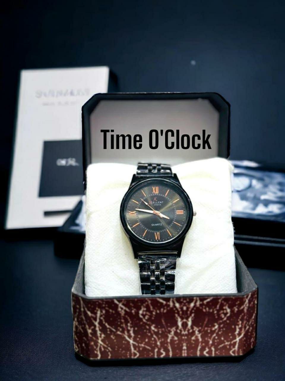 Men's Quartz Movement Round Black Stainless Steel Watch - 1 Pc