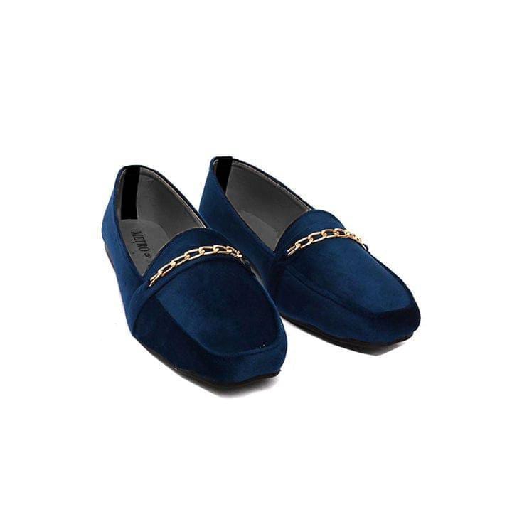 Women's Velvet Pumps Shoes (Blue)