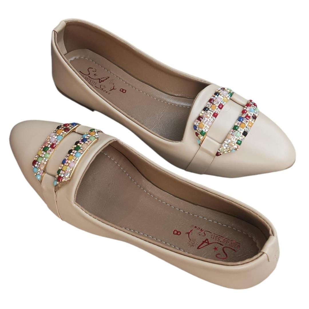 Women's Rexine Casual Pumps (Multi Stone Design)