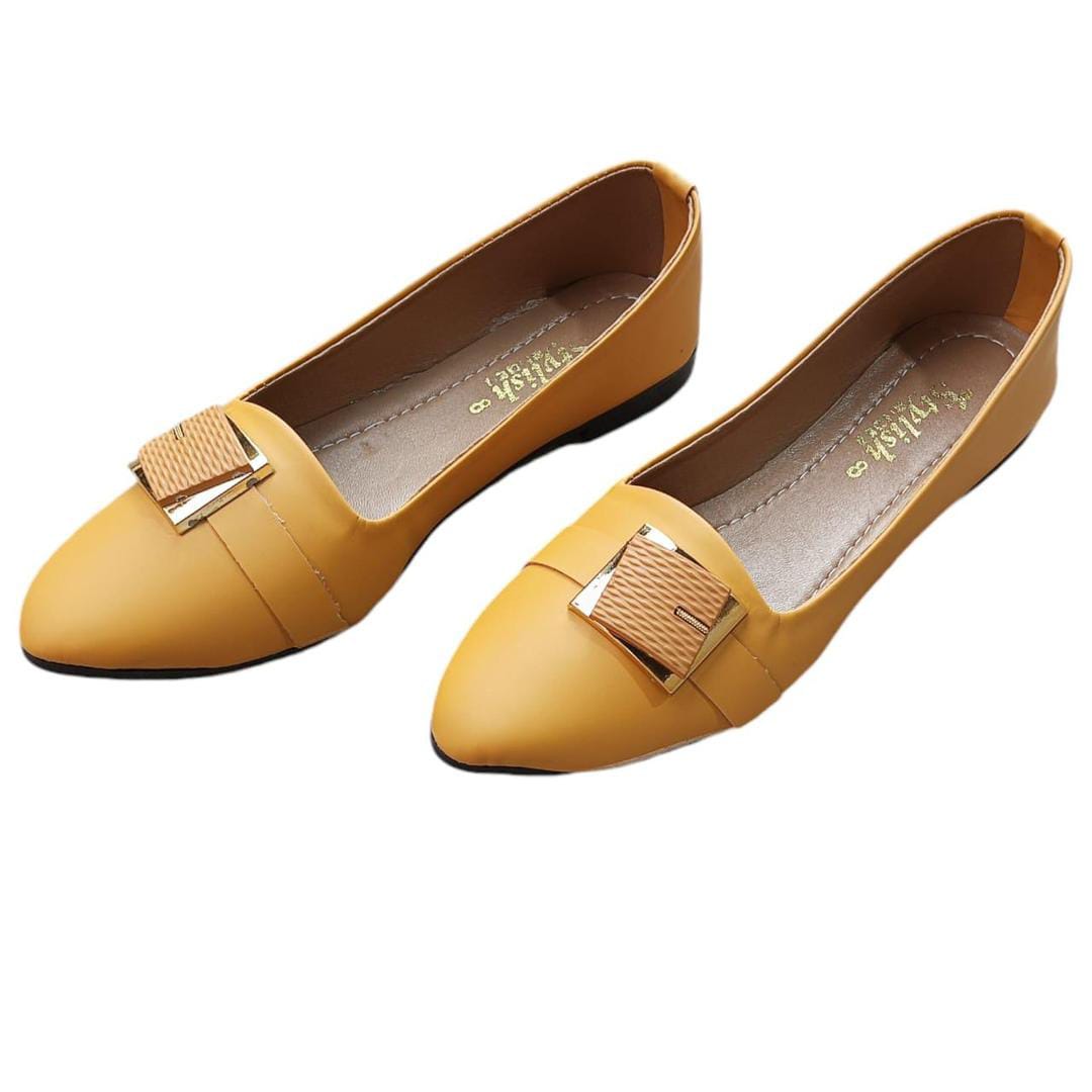 Women's PVC Casual Pumps (Mustard)