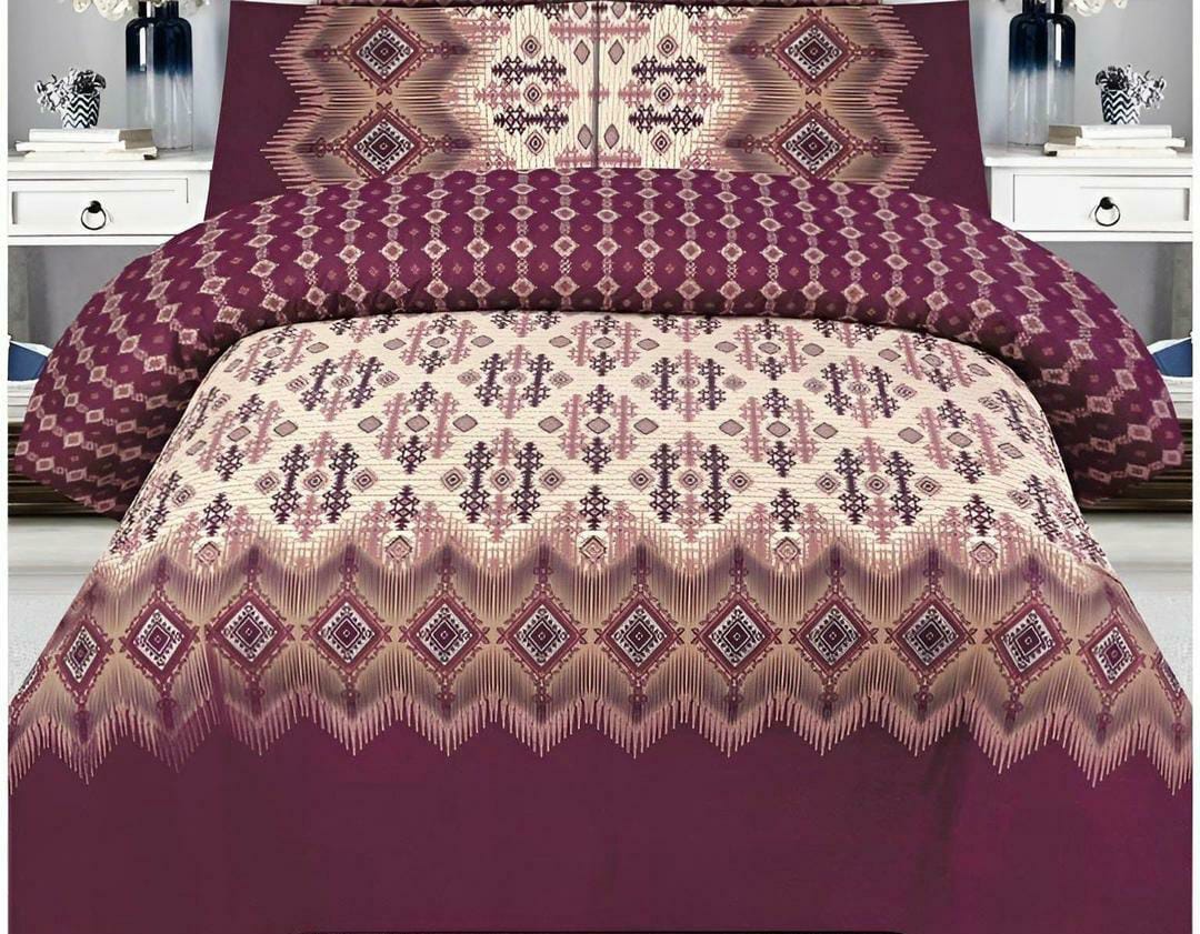 Luxurious Maroon Printed Comforter Set - 6 Pcs For King Bed