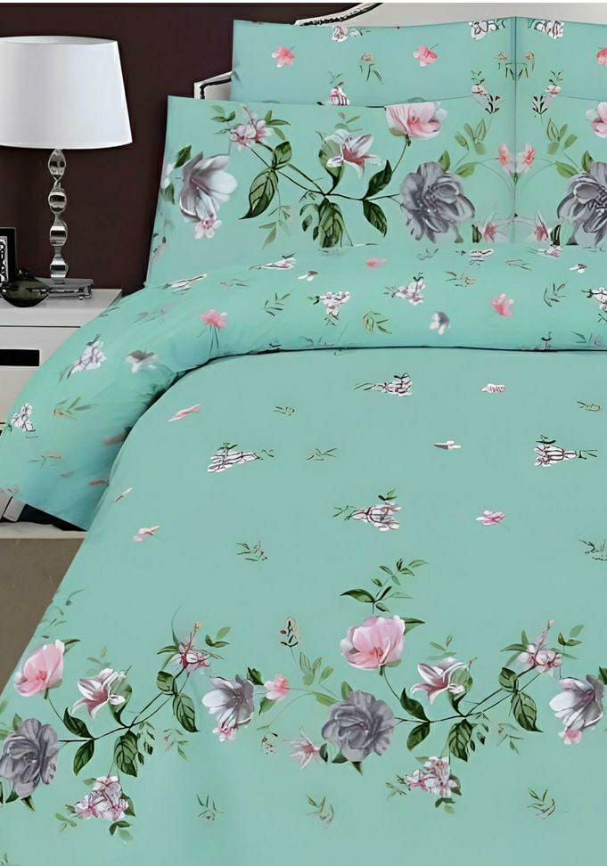 Luxurious Blue Printed Comforter Set - 6 Pcs for King Bed