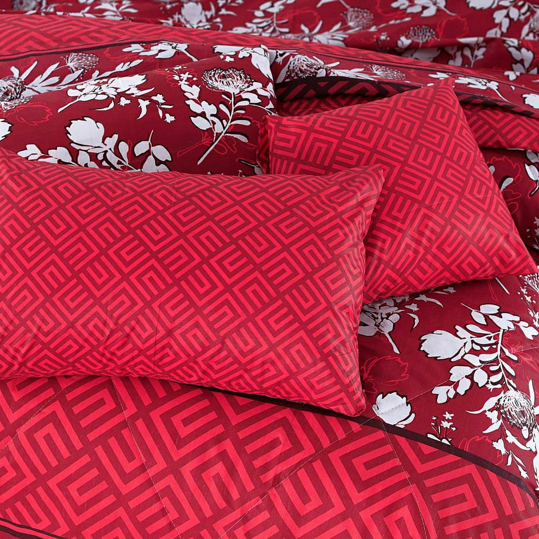 7 Pcs Cotton Printed Comforter Set (Red)