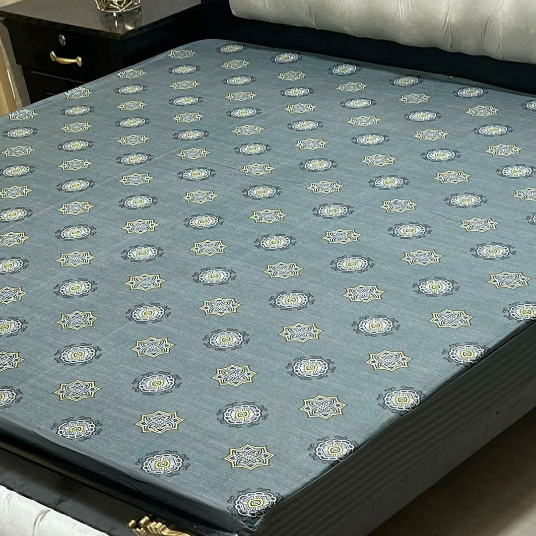 Waterproof PU Printed Mattress Cover for Double Bed (Grey)