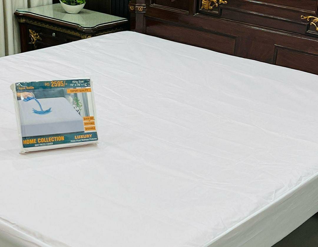 Micro Plain Double Bed Mattress Cover (White)