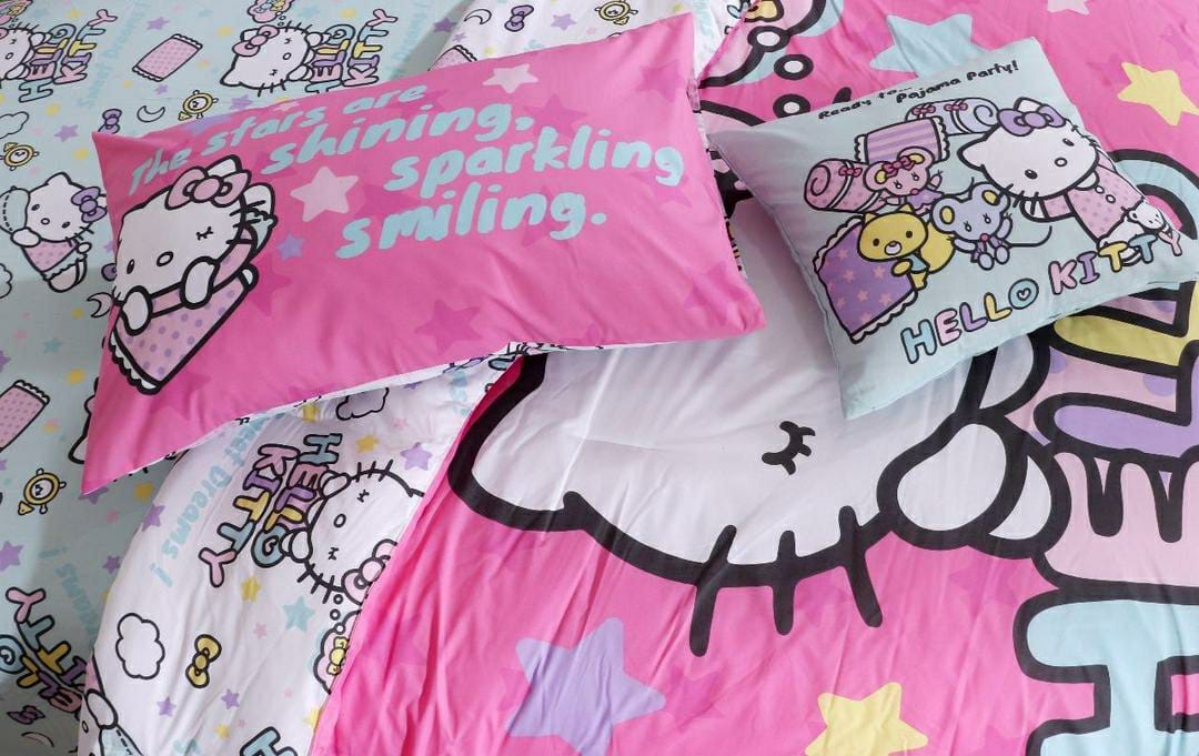 4 Pcs Cotton Printer Comforter Set (Hello Kitty)