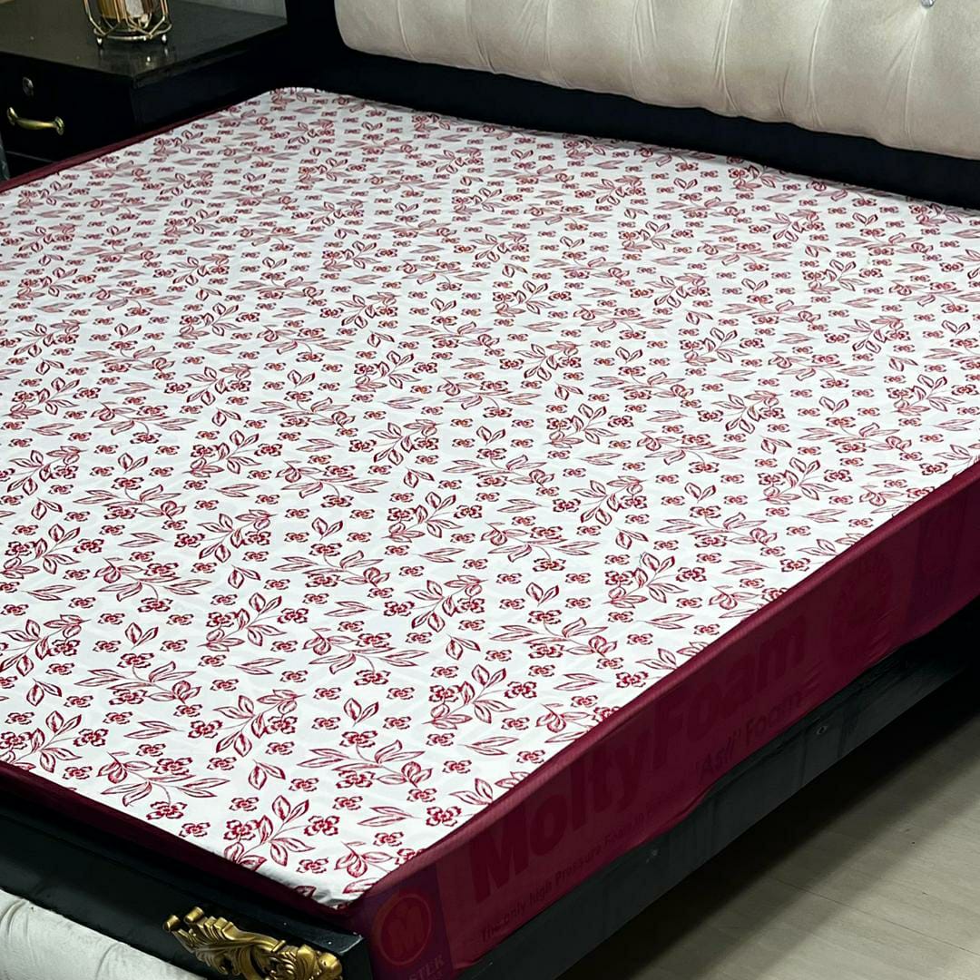 Premium Waterproof PU Mattress Cover for Double (White,Purple)