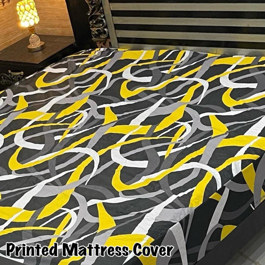 Waterproof Terry Cotton King Size Mattress Cover - 1 Pc Printed Design (Multicolor)