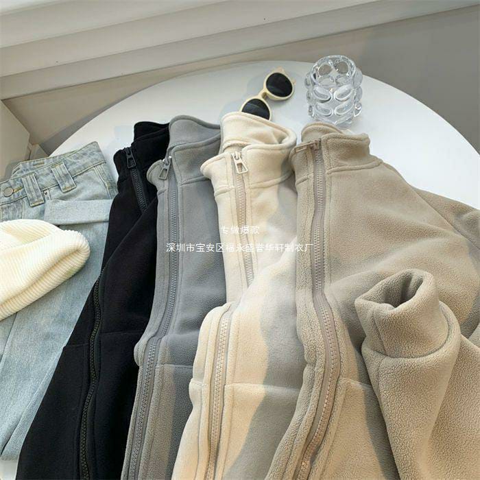 1 Pc Double-Sided Polar Fleece Jacket For Women - Plush, Thickened, Warm lining, Versatile (Camel Color)
