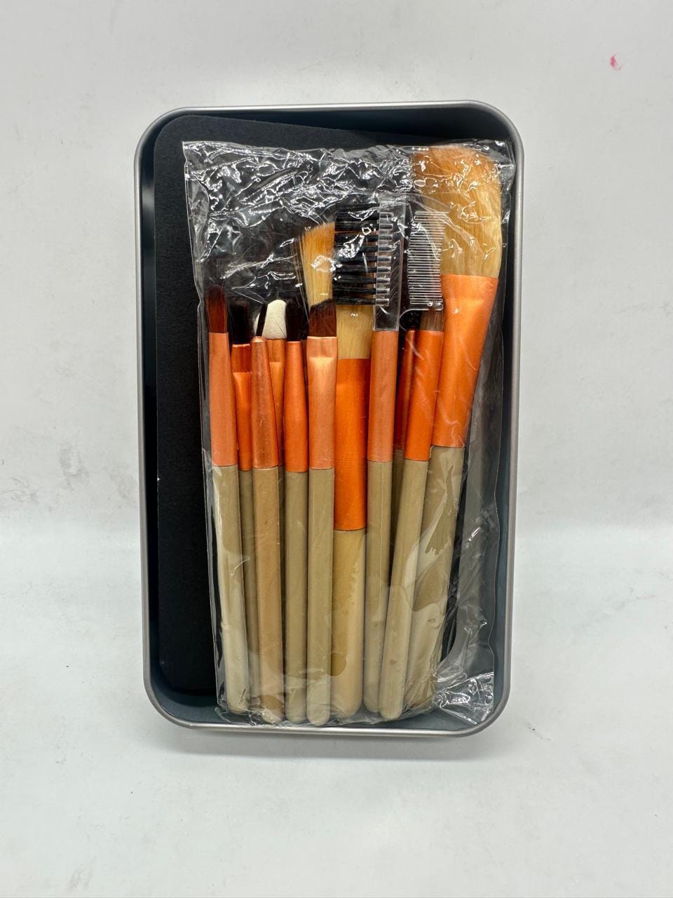 12 Pcs Golden & Orange Makeup Brushes Set - Perfect for Blending, Contouring & Eye Makeup