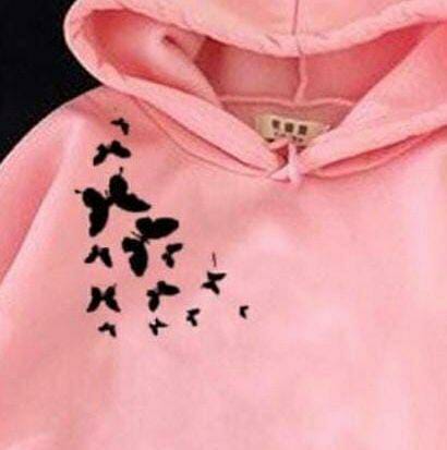 1 Pc Women's Stitched Cotton Printed Hoodie (Pink)