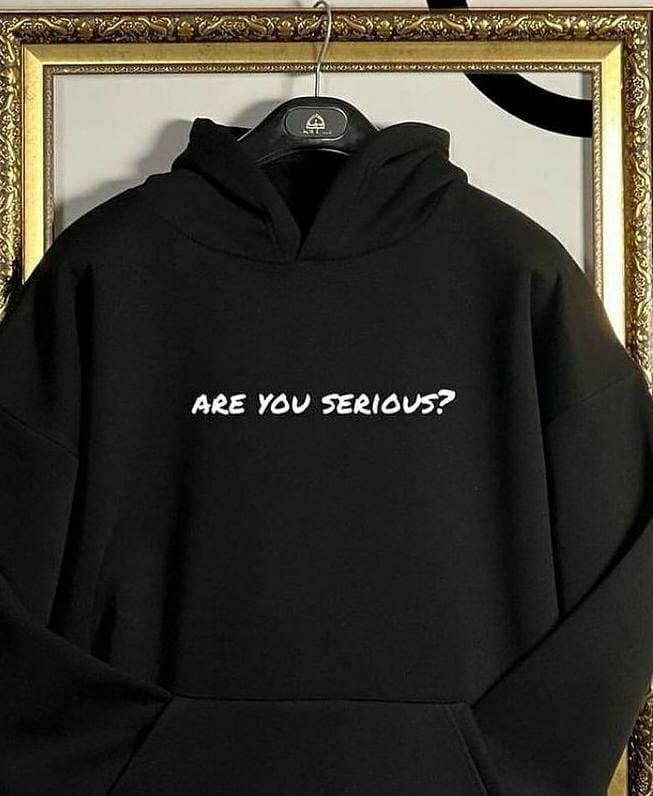 1 Pc Women's Stitched Cotton Printed Hoodie (Black)