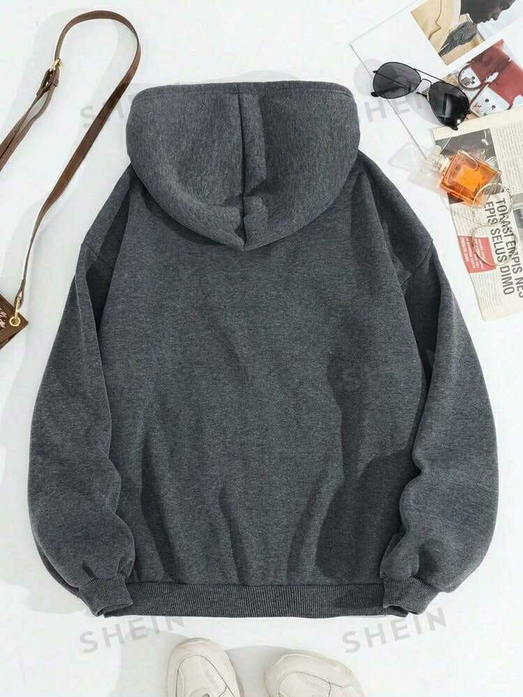 Men's Grey Fleece Hoodie - Stylish Comfort in Plain Design (Dark Grey)