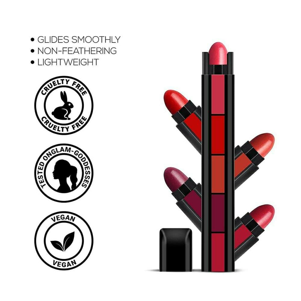 Glossy Lipstick, Pack Of 5