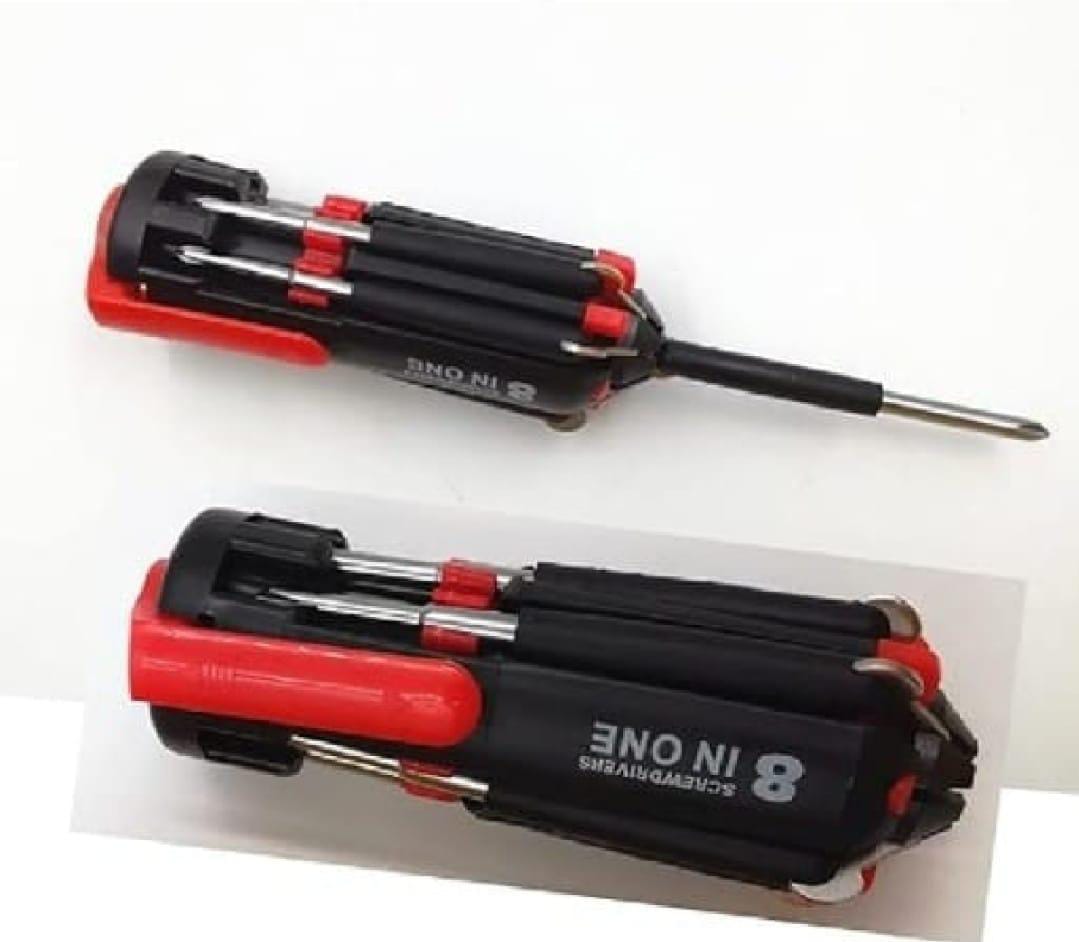 8 Pcs Chrome Vanadium Steel Multi Screwdriver Tool Set with LED Torch