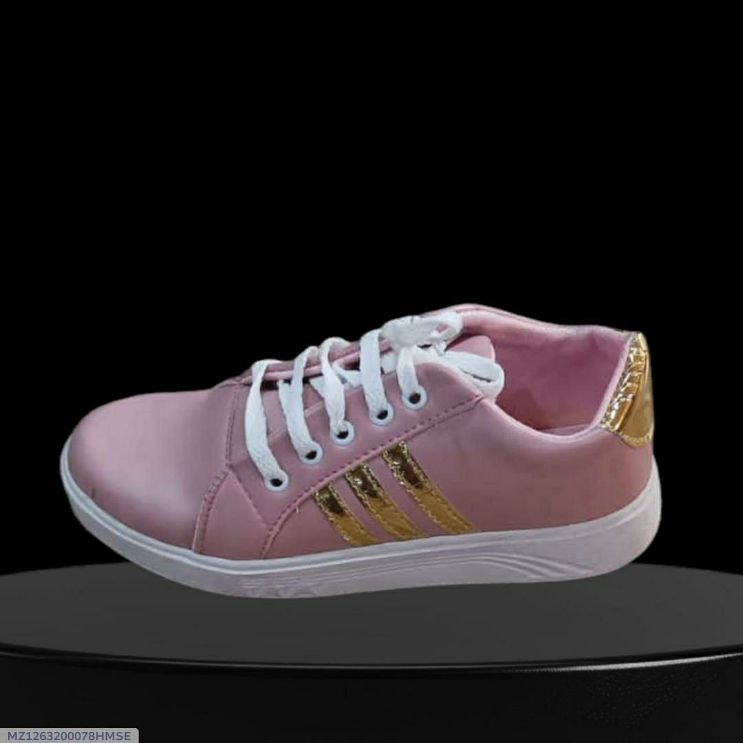 Women's Leather Casual Joggers (Pink,Golden Design)