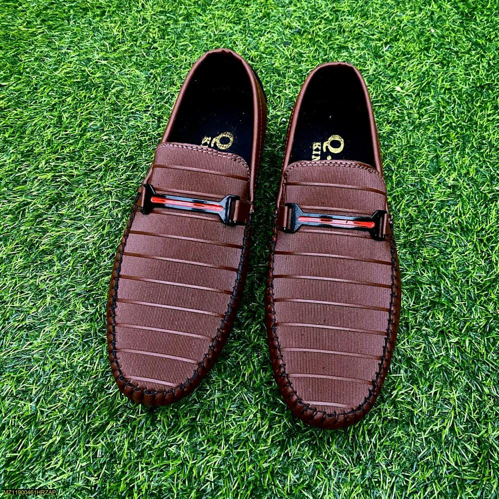 Men's Synthetic Leather Casual Loafers (Brown Design)