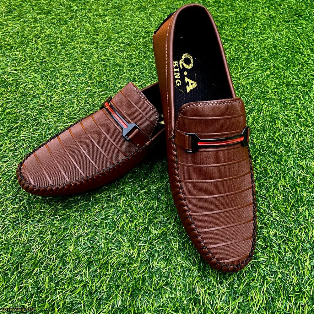 Men's Synthetic Leather Casual Loafers (Brown Design)