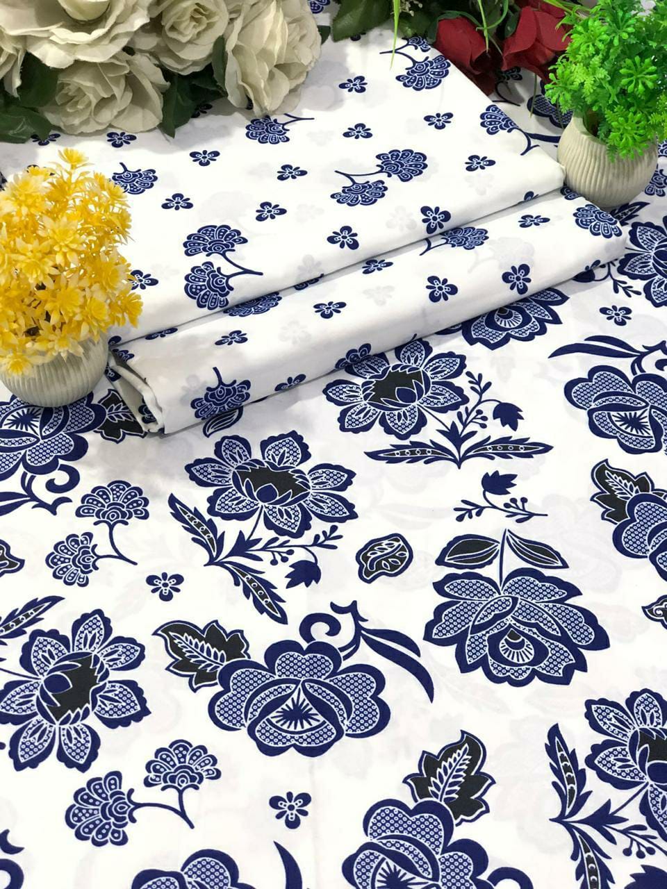 2 Pcs Women's Unstitched Tavira Lawn Printed Suit (Grey Flower)