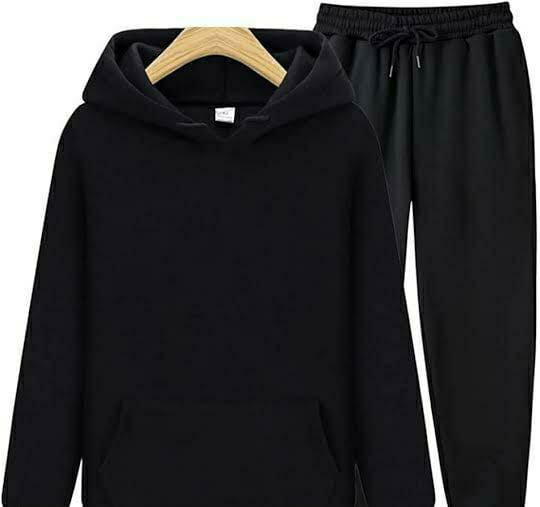 Women's Stitched Plain Track Suit (Black)