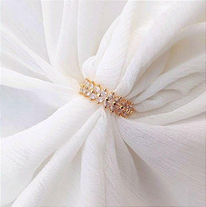 Elegant Gold Plated Crystal Adjustable Ring (Golden)