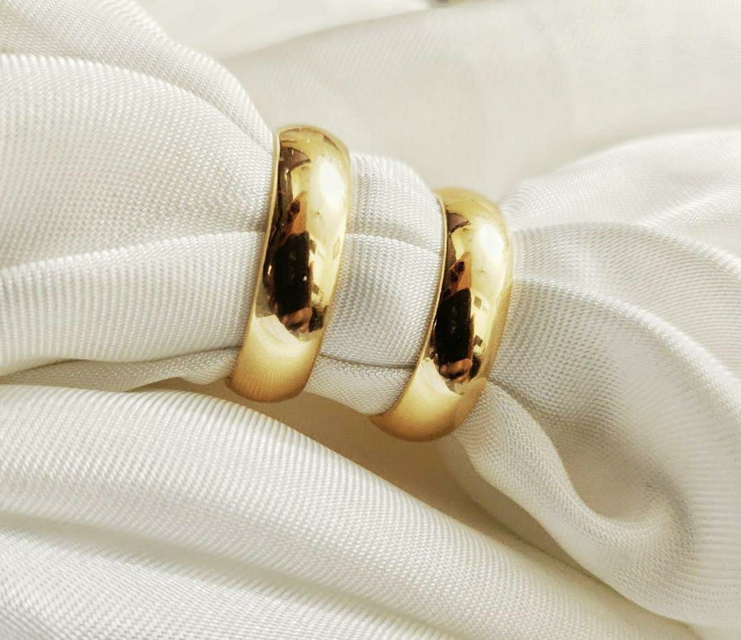Women's Plain Gold Plated Zircon Rings Set