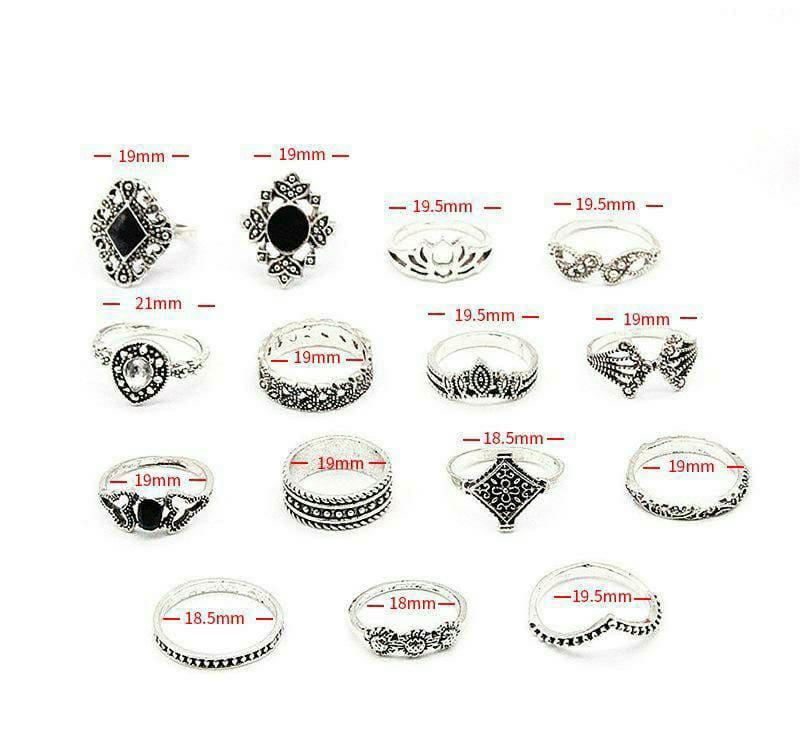 15 Pcs Trendy Rings Set For Girls