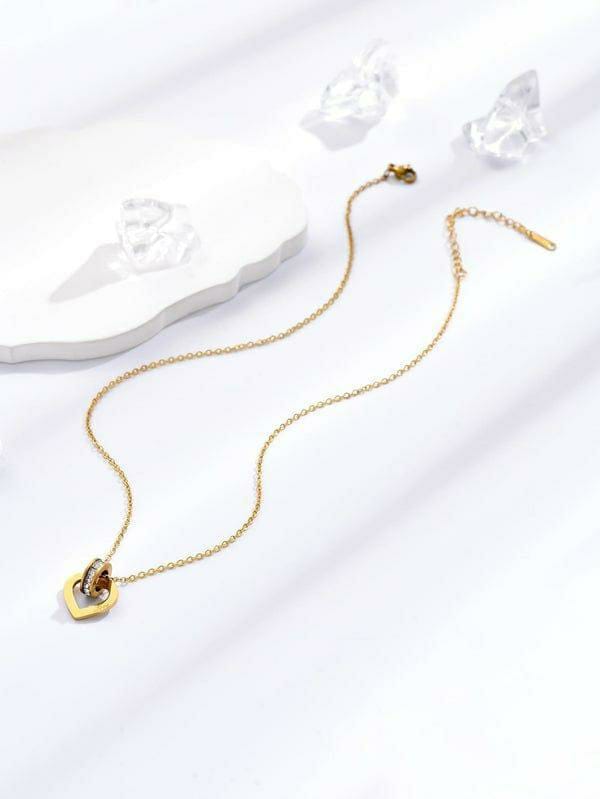 Heart Design Gold Plated Crystal Pendant