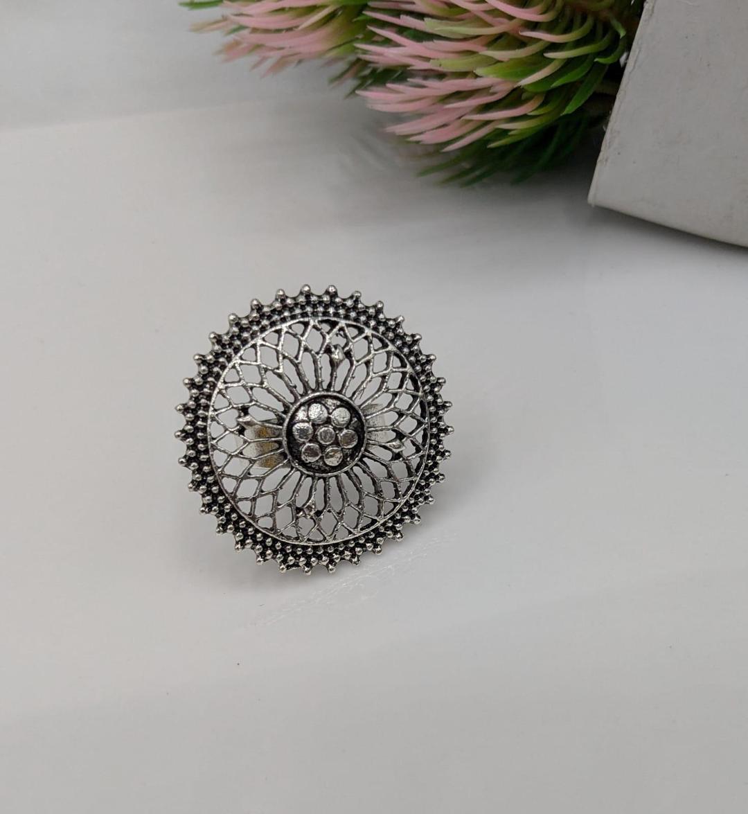 Vintage Sun Flower Design Adjustable Ring