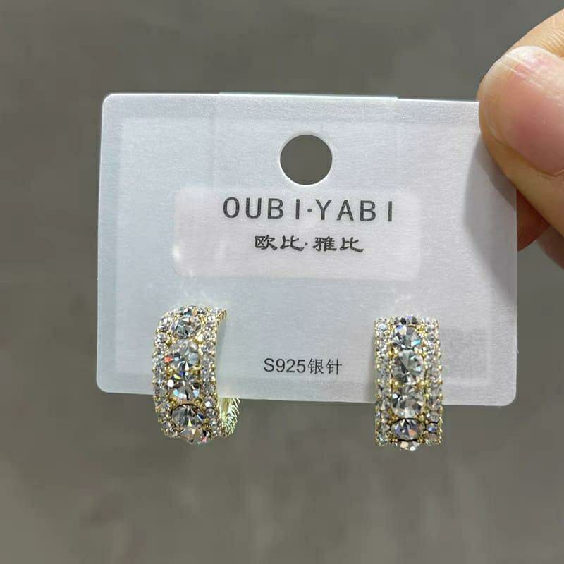 Elegant Gold and Silver Plated Hoops with Zircon Stones - Unique Fancy Design