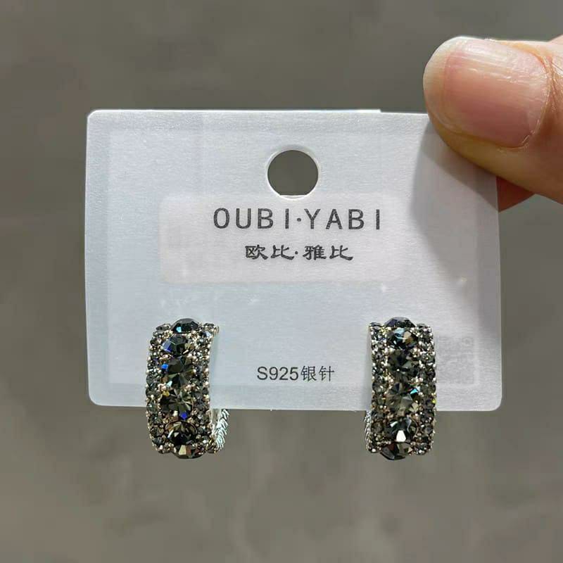 Elegant Gold and Silver Plated Hoops with Zircon Stones - Unique Fancy Design