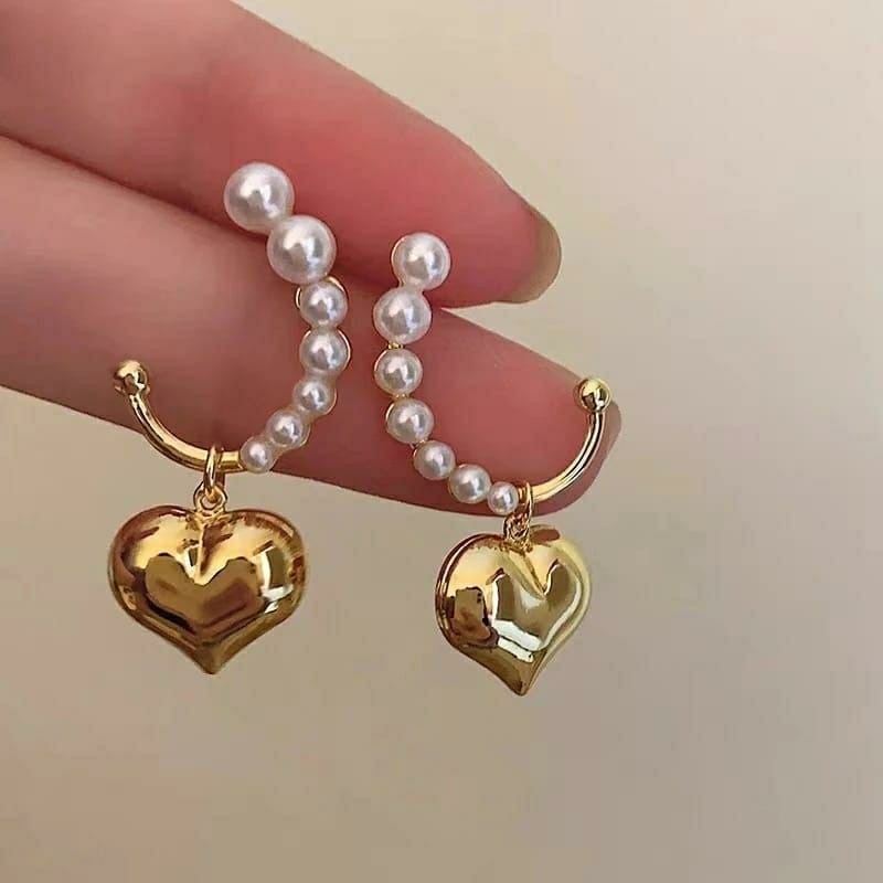 Elegant Heart Design Gold Plated Earrings for Women - Packed in a Safe Box