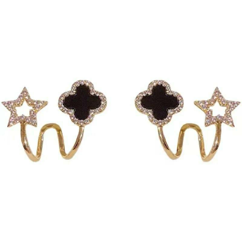 Star Shaped Gold Plated Artificial Stones Earrings