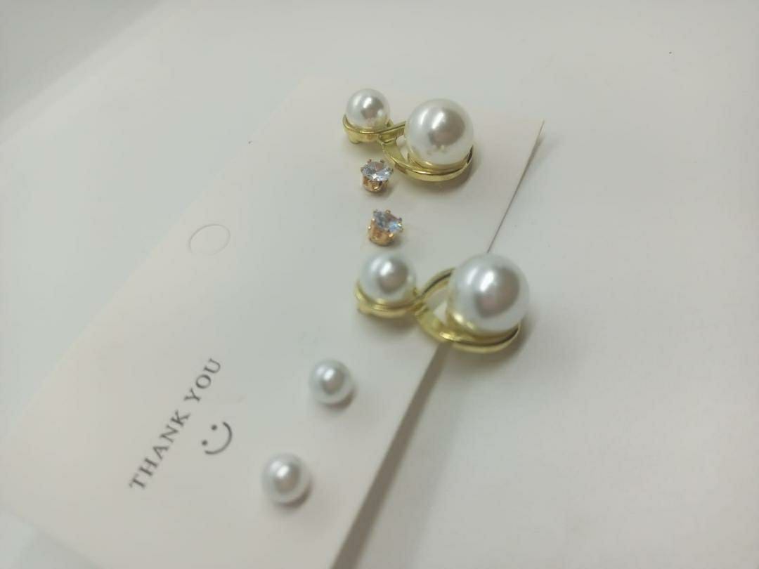 Elegant Gold Plated Pearl Stone Earrings Set for Women